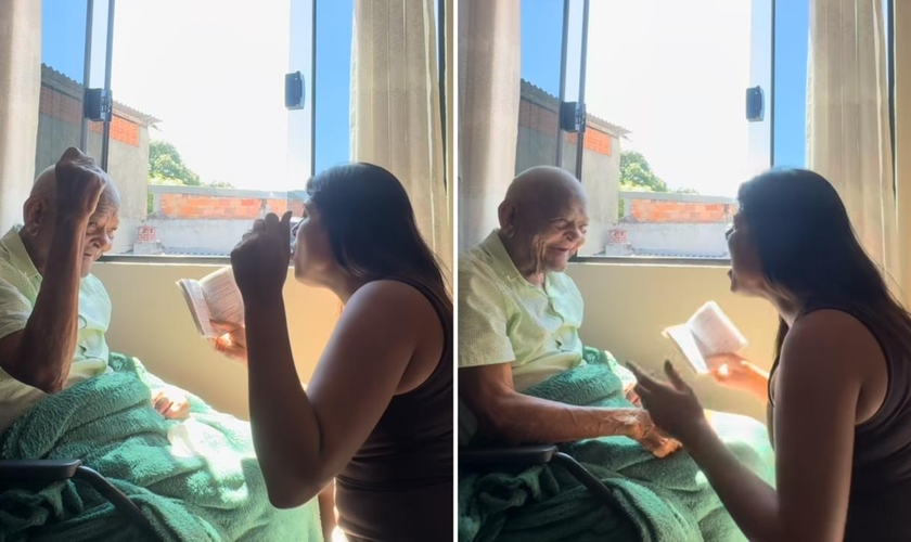 Juliana cantando com o avô. (Foto: Reprodução/Instagram/Juliana Moreira)