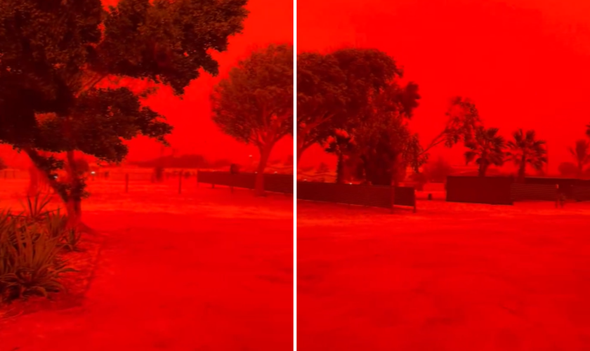 Efeito “apocalíptico” no céu da Austrália antecede a chegada do ciclone Narelle. (Captura de tela/X/Mario Nawfal)