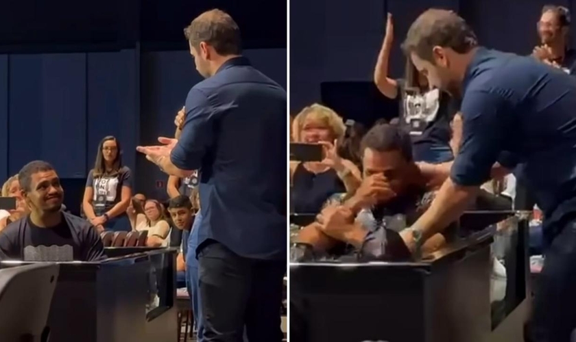 O batismo de Matheus. (Foto: Reprodução/Instagram/Tiago Mattes)