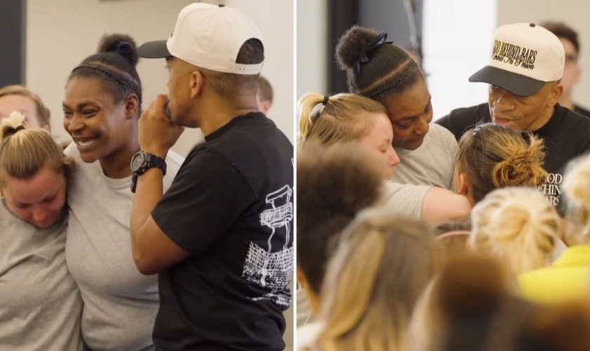 As mulheres durante o culto na prisão. (Foto: Reprodução/Instagram/God Behind Bars)