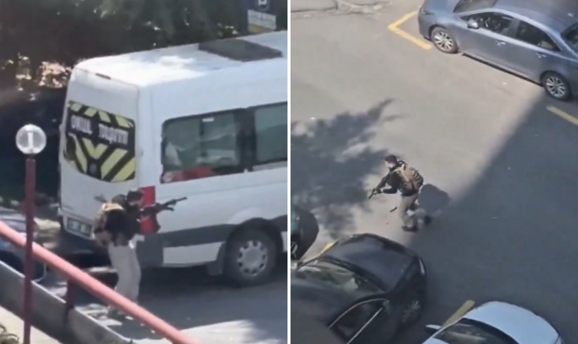 Homens armados abrem fogo nas proximidades do consulado de Israel em Istambul. (Captura de tela/X/@igal_malka)