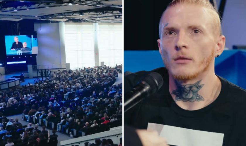 Homem testemunha durante seu batismo: ‘Vida transformada’. (Captura de tela/X/Jentezen)