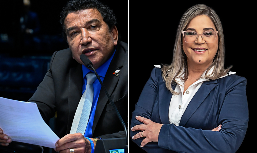 Senador Magno Malta (PL-ES) em pronunciamento à bancada; psicóloga Marisa Lobo. (Foto: Waldemir Barreto/Agência Senado/Arquivo pessoal)