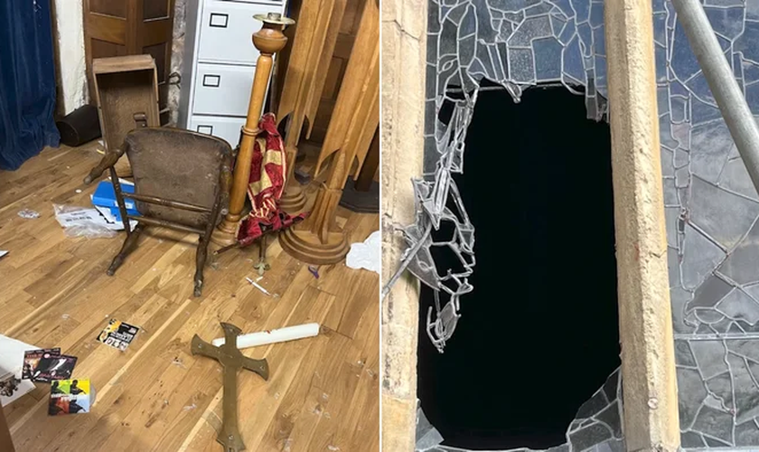 Criminosos vandalizaram a Igreja de St Mary e St Martin em Blyth. (Foto: Reprodução/GB NEWS).