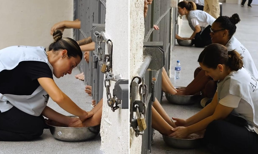 As cristãs oraram pelas detentas e pregaram sobre o amor de Deus. (Foto: Reprodução/Instagram/Shaila Manzoni)