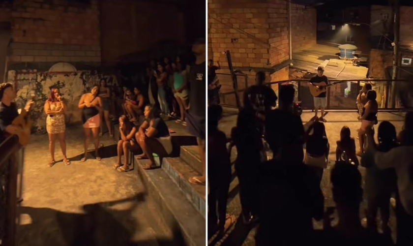 O culto na praça. (Foto: Reprodução/Instagram/João Basques)