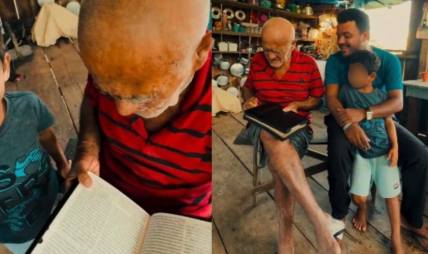 O missionário Rodrigo Siza deu o exemplar de presente ao irmão Cícero. (Foto: Reprodução/Instagram/Rodrigo Siza).