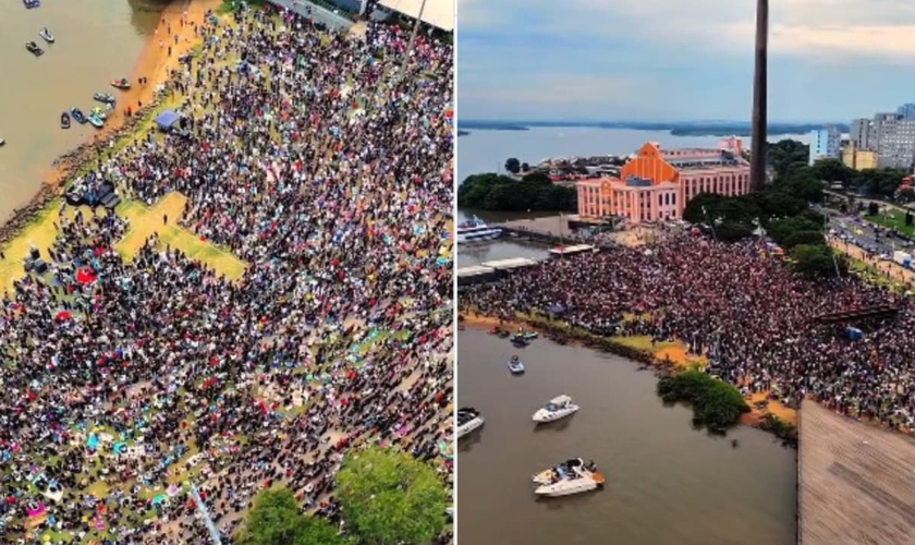 O evento “A Origem” reuniu uma multidão na Orla do Gasômetro. (Foto: Reprodução/Instagram/Deivid Drone).