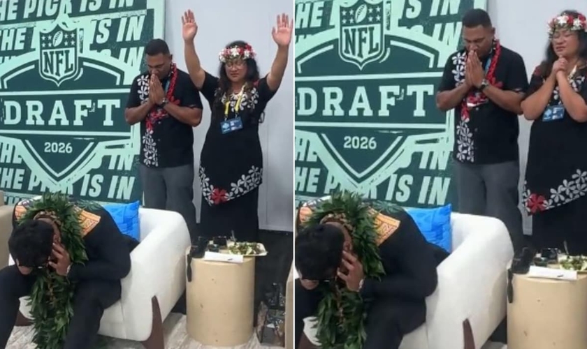 Francis Mauigoa e seus pais. (Foto: Reprodução/Instagram/CBN Sports).