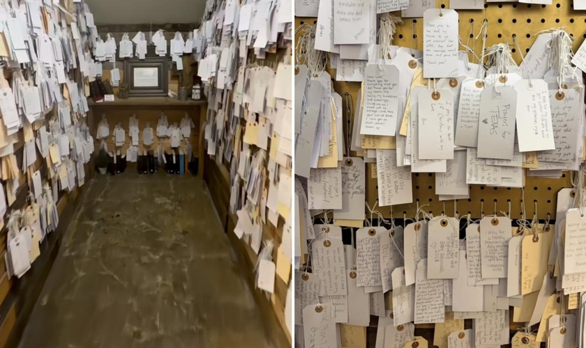 Os pedidos de oração pendurados na loja. (Foto: Reprodução/Instagram/Vintage 72)