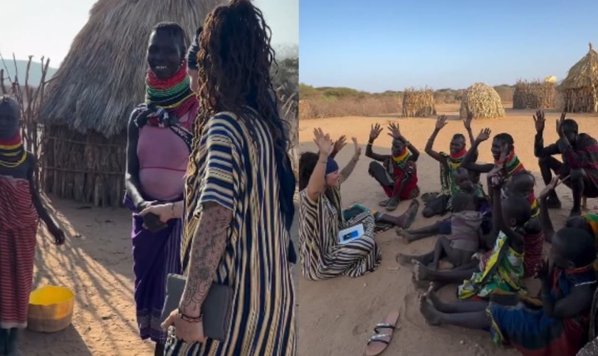 Angi Magoulis compartilhou a mensagem de salvação na tribo remota. (Foto: Reprodução/Instagram/Angi Magoulis).
