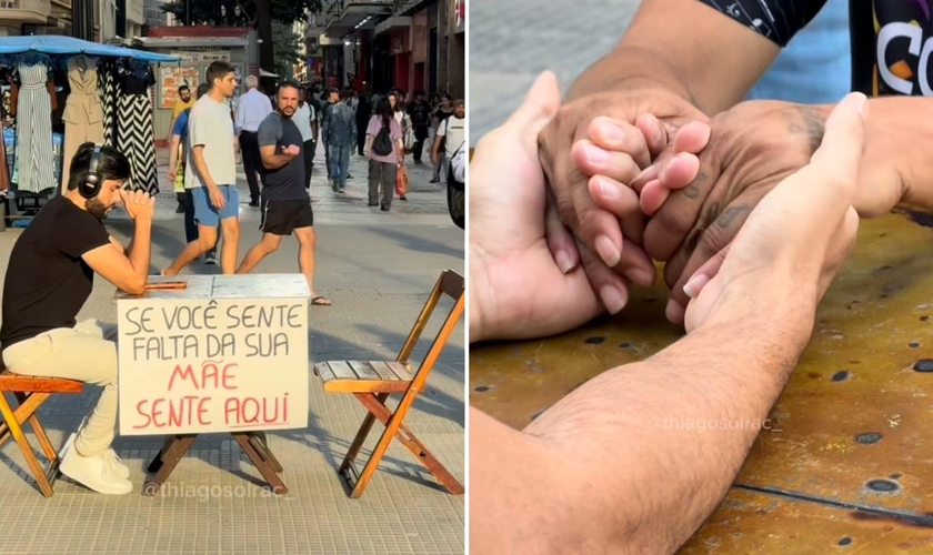 A ação evangelística. (Foto: Reprodução/Instagram/Thiago Solrac)
