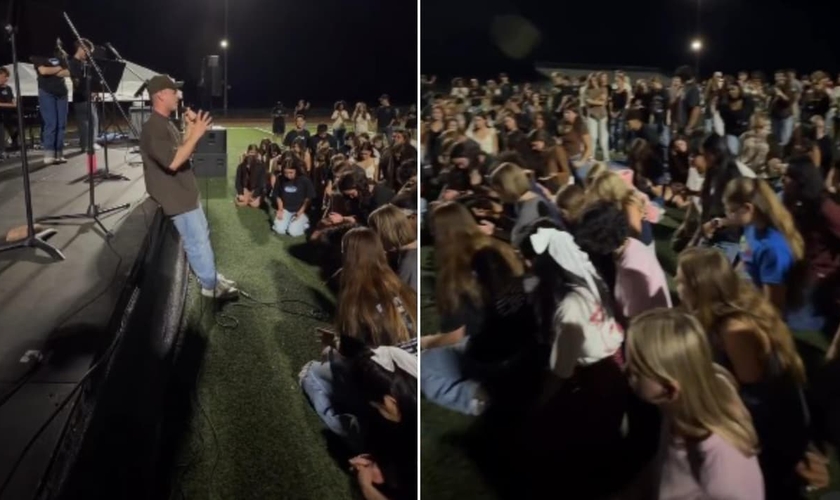 Os alunos foram impactados pelo Evangelho em culto na Mica Mountain High School. (Foto: Reprodução/Instagram/Ross Johnston).