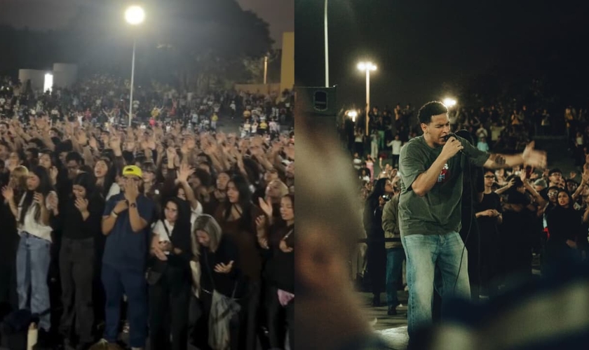 Uma multidão adorou a Deus no Teatro de Arena Guará. (Foto: Reprodução/Instagram/joaopauloz_/Instagram/Céu na Terra Movement).