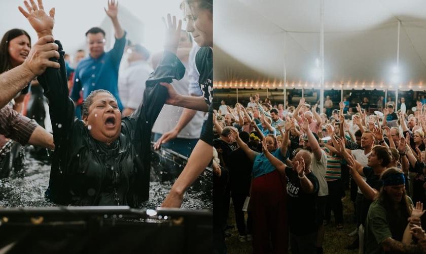 Centenas de pessoas aceitaram Jesus nos cultos da tenda. (Foto: Facebook/Braden Andersen & The Jesus Tent Revival).