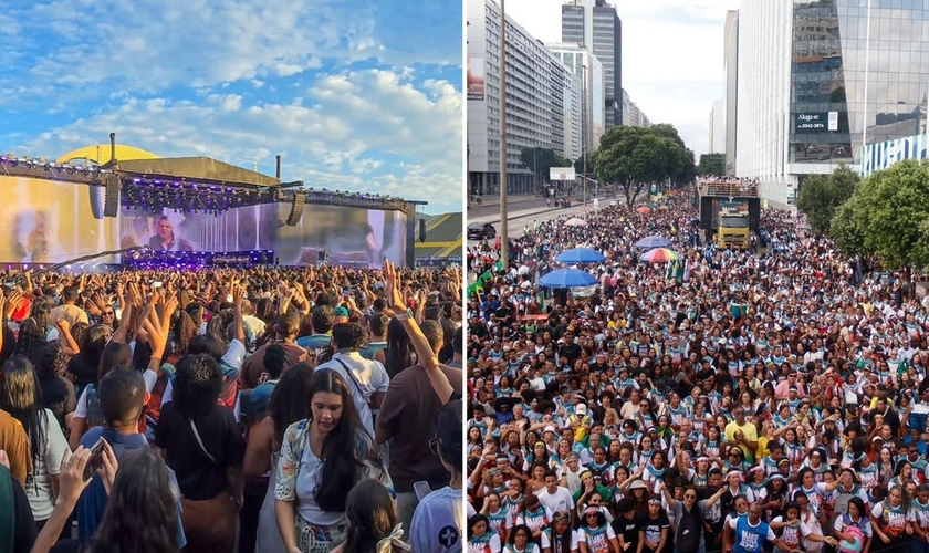 Multidão louvando a Jesus nas ruas do Rio. (Foto: Reprodução/Instagram/Marcha para Jesus Rio)