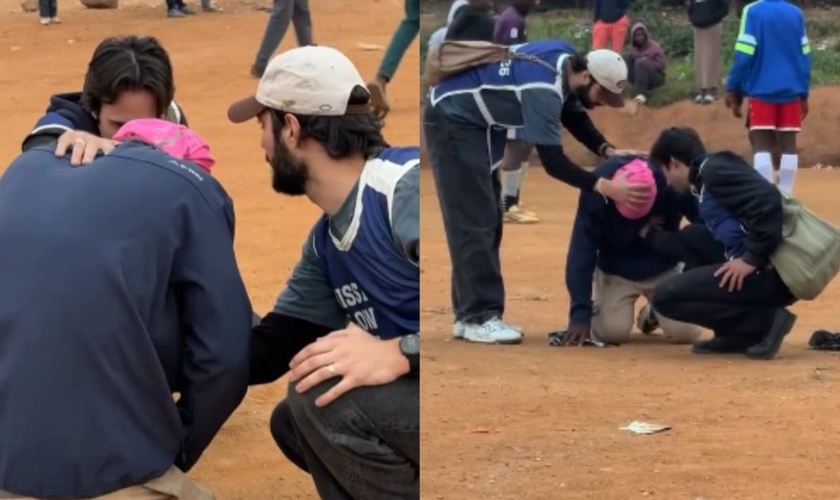 Chris parou para ouvir dois evangelistas brasileiros. (Foto: Reprodução/Instagram/Mission Flow).