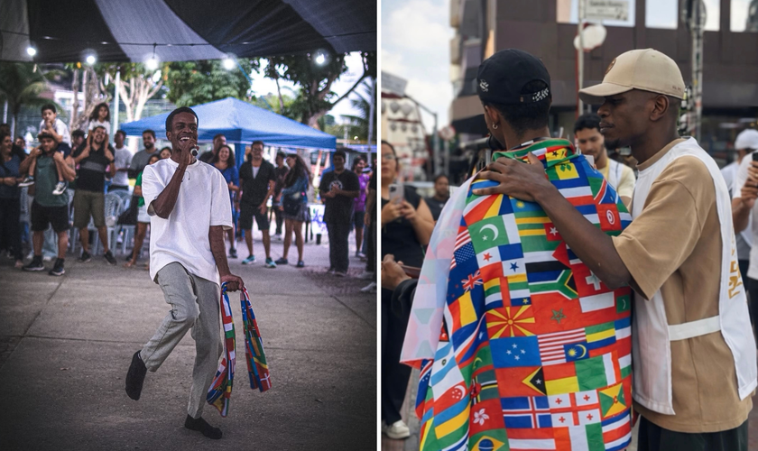 Missionário Gustavo Emanuel compartilha o Evangelho em ações de rua. (Foto: Instagram/@gustavoemanueloficial)