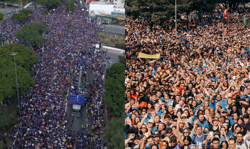 A multidão percorreu mais de 3 quilômetros louvando a Deus. (Foto: Reprodução/Instagram/Marcha para Jesus).
