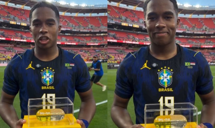 Endrick foi eleito o craque da partida contra o Egito. (Foto: Reprodução/Instagram/CBF).