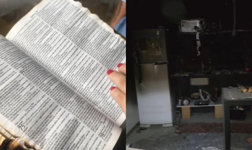 A Bíblia ficou intacta após o incêndio. (Foto: Reprodução/Instagram/albertteless).