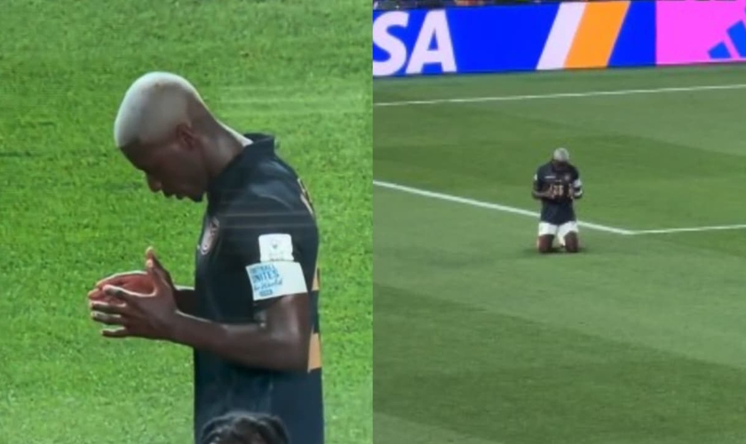 Moisés Caicedo demonstrou sua fé em campo. (Foto: Reprodução/Instagram/Christian Athletes/Reprodução/Instagram/Lucas Tylty).