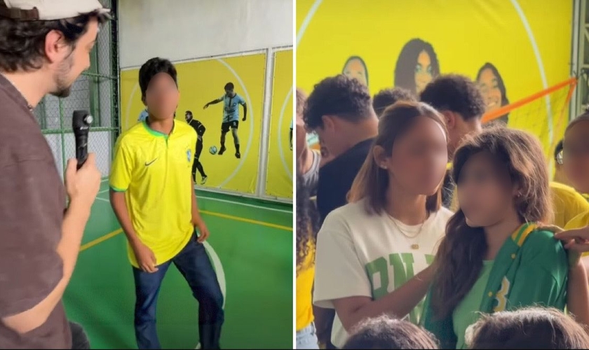 Os alunos orando na escola. (Foto: Reprodução/Instagram/Luca Martini)