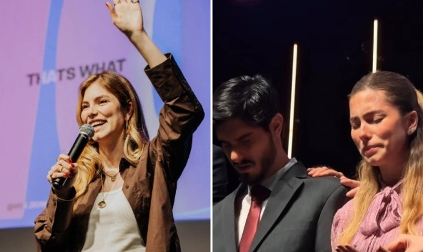 Leonardo e Bruna na consagração ao ministério pastoral. (Foto: Reprodução/Instagram/Bruna Hamú)