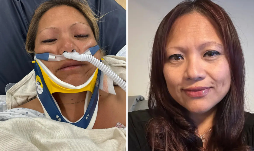 Bae Cadotte se recupera após ser resgatada do mar e receber tratamento para hipotermia e lesão cervical. (Foto: Facebook/Lilia Cadotte)