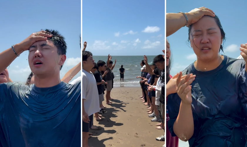 Jovens se emocionam e oram após o batismo realizado durante missão no México. (Captura de tela/Instagram/pastorpaulsuh)