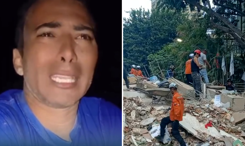 Pastor Carlos Arizmendi e equipes de resgate atuam após o terremoto que atingiu a Venezuela. (Captura de tela/Instagram/ noticiasvenezueladice /AP)