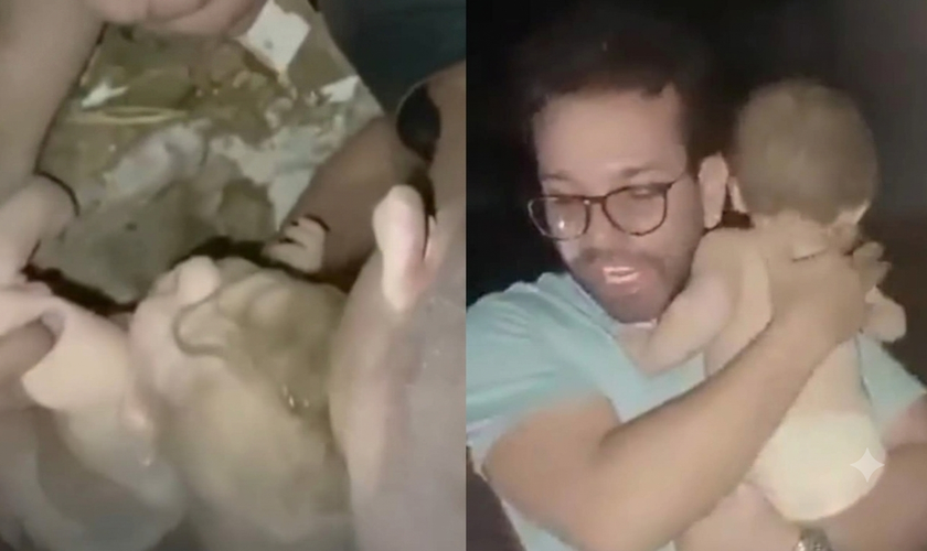  A criança foi resgatada com vida por moradores. (Foto: Reprodução/Instagram/Hojenomundomilitar/Reprodução/Instagram/Agência GBC ).