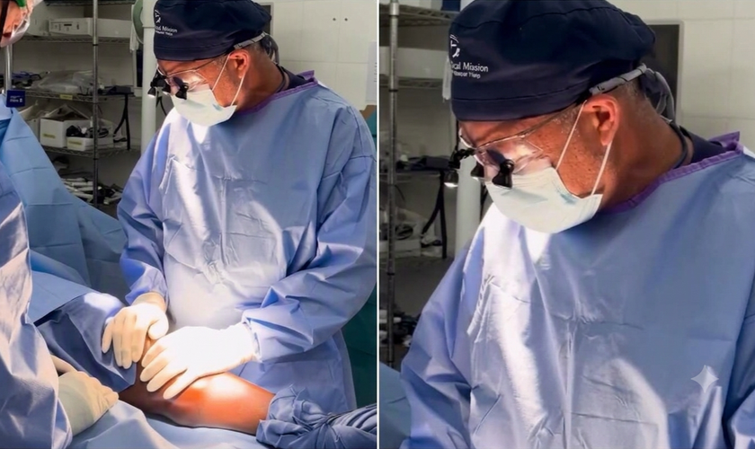 O anestesista Jeff Lane orou com a equipe antes da cirurgia. (Foto: Reprodução/Instagram/onthegroundsp).