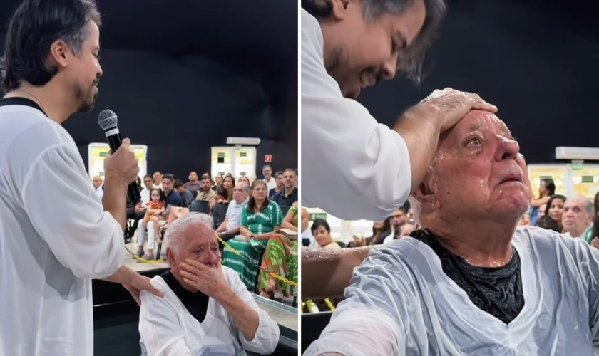 Antônio durante o batismo. (Foto: Reprodução/Instagram/Lírio Jardim Armação)
