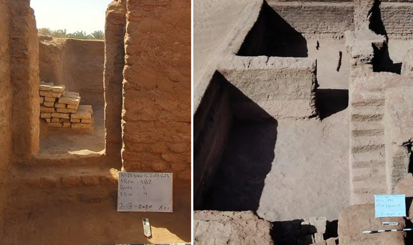 Ruínas da antiga cidade bizantina descoberta no oásis de Dakhla, no Egito. (Foto: Ministério do Turismo e Antiguidades do Egito)