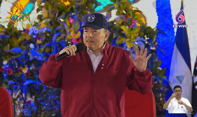 O ditador da Nicarágua, Daniel Ortega, durante discurso em que anunciou o fim das eleições no país. (Captura de tela/YouTube/El 19 Digital)