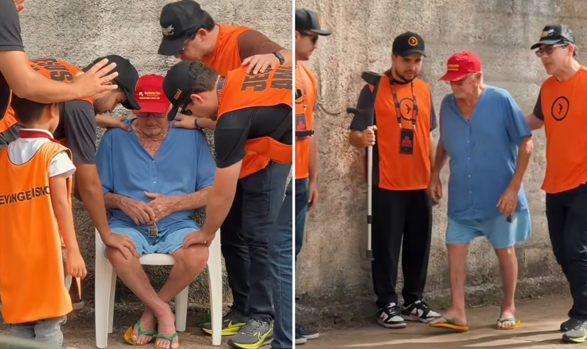 Idoso foi curado após uma oração nas ruas. (Foto: Reprodução/Instagram/AVIVA)