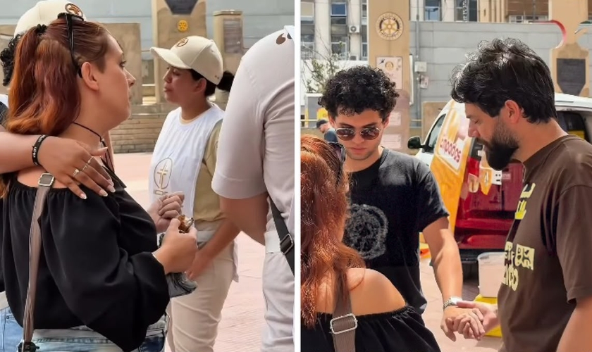 A mulher voltou para Jesus após e recebeu uma oração nas ruas. (Foto: Reprodução/Instagram/Allan Machado)