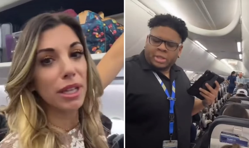 Whitney Lynn sendo expulsa do avião. (Foto: Reprodução/Instagram/Whitney Lynn)
