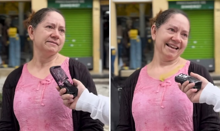A mulher testemunhando sobre Jesus. (Foto: Reprodução/Instagram/Guitto)