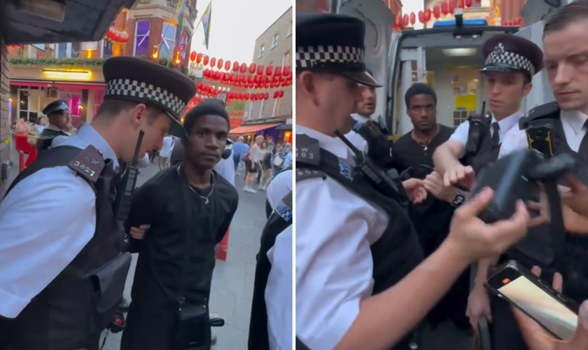 Pregador de rua Jesse Samuel Ngoma é preso durante evangelismo em Londres. (Captura de tela/Instagram/jessesamuelngoma)