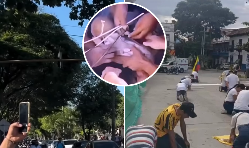 Colombianos registram a destruição causada pelo terremoto e oram a Deus; em destaque, bebê de 6 meses resgatado dos escombros na Colômbia. (Captura de tela/YouTube/g1/faithcomedy)