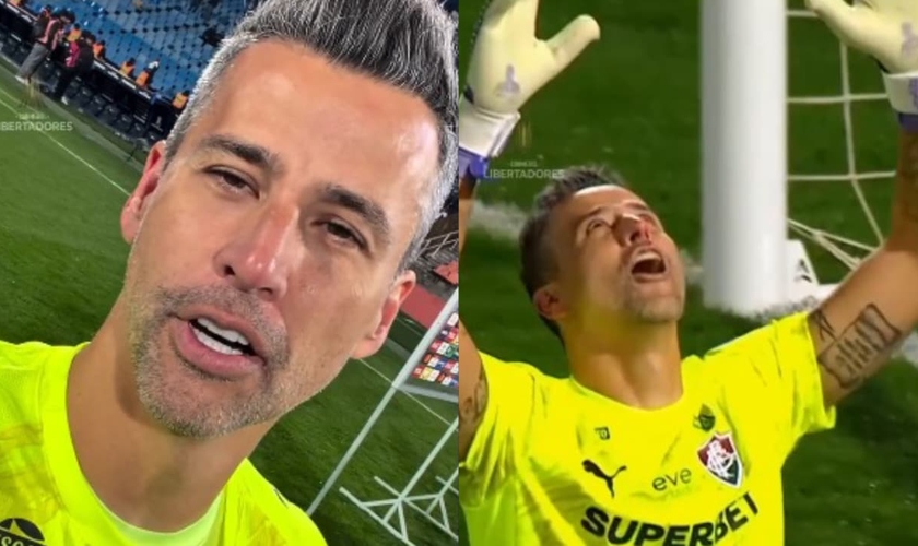 Fabio louvou a Deus pelo prêmio recebido. (Foto: Reprodução/Instagram/Libertadores).