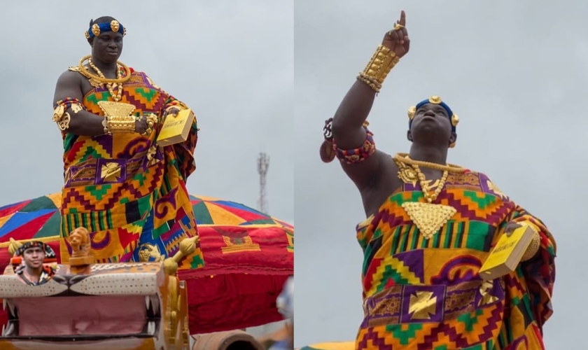 Nana Kobena Kwedu IV exibiu uma Bíblia durante o desfile. (Foto: Reprodução/Facebook/Nana Kwabena Kwedu IV).