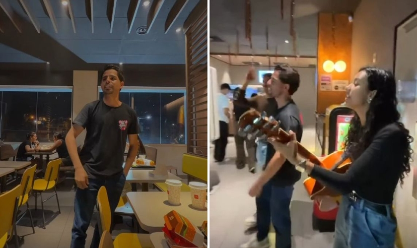 Os jovens evangelizando no local. (Foto: Reprodução/Instagram/Emmaus Movement)