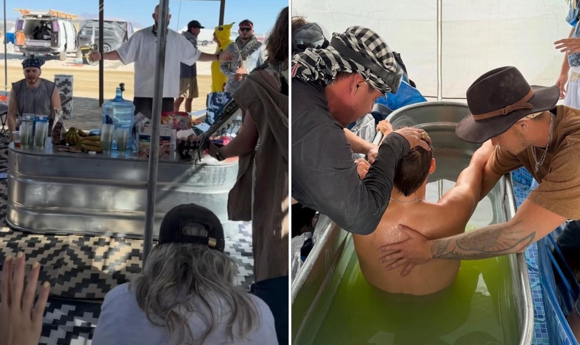 Os cristãos evangelizando no festival. (Foto: Reprodução/Instagram/Philip Renner)