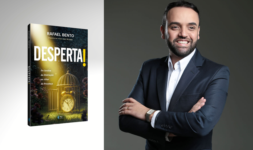 Pastor Rafael Bento e seu novo livro “Desperta! – Do jardim da distração ao altar da presença”. (Foto: Divulgação/@rafaelbentooficial)