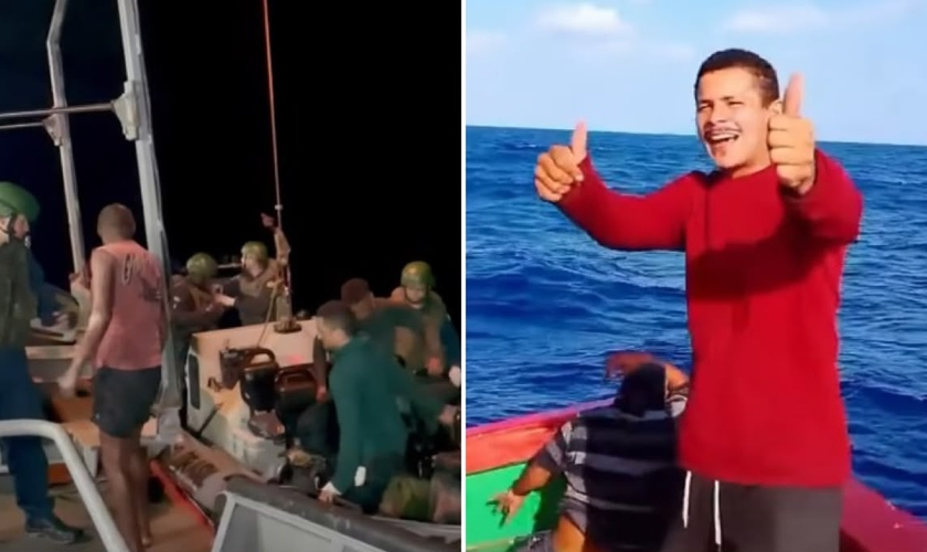 Os pescadores louvaram a Deus durante o resgate. (Foto: Reprodução/Redes Sociais)