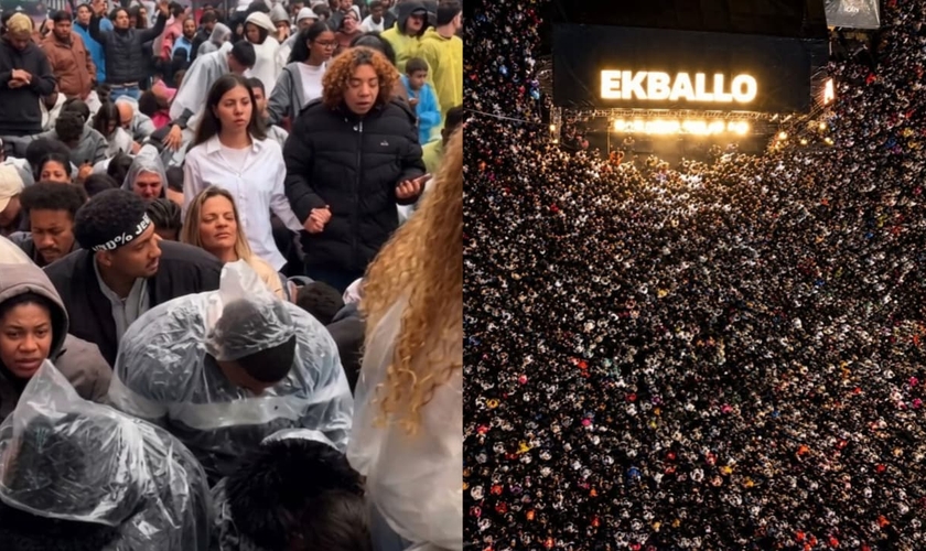 Uma multidão se reuniu às 5h da manhã para louvar e orar. (Foto: Reprodução/Instagram/ekballomoovement).