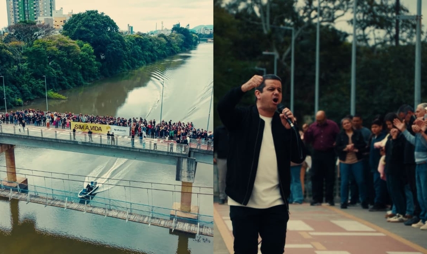 Os membros da Assembleia de Deus levantaram um clamor em oito pontes. (Foto: Reprodução/Instagram/adtubarao).
